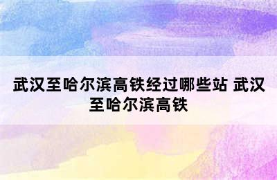 武汉至哈尔滨高铁经过哪些站 武汉至哈尔滨高铁